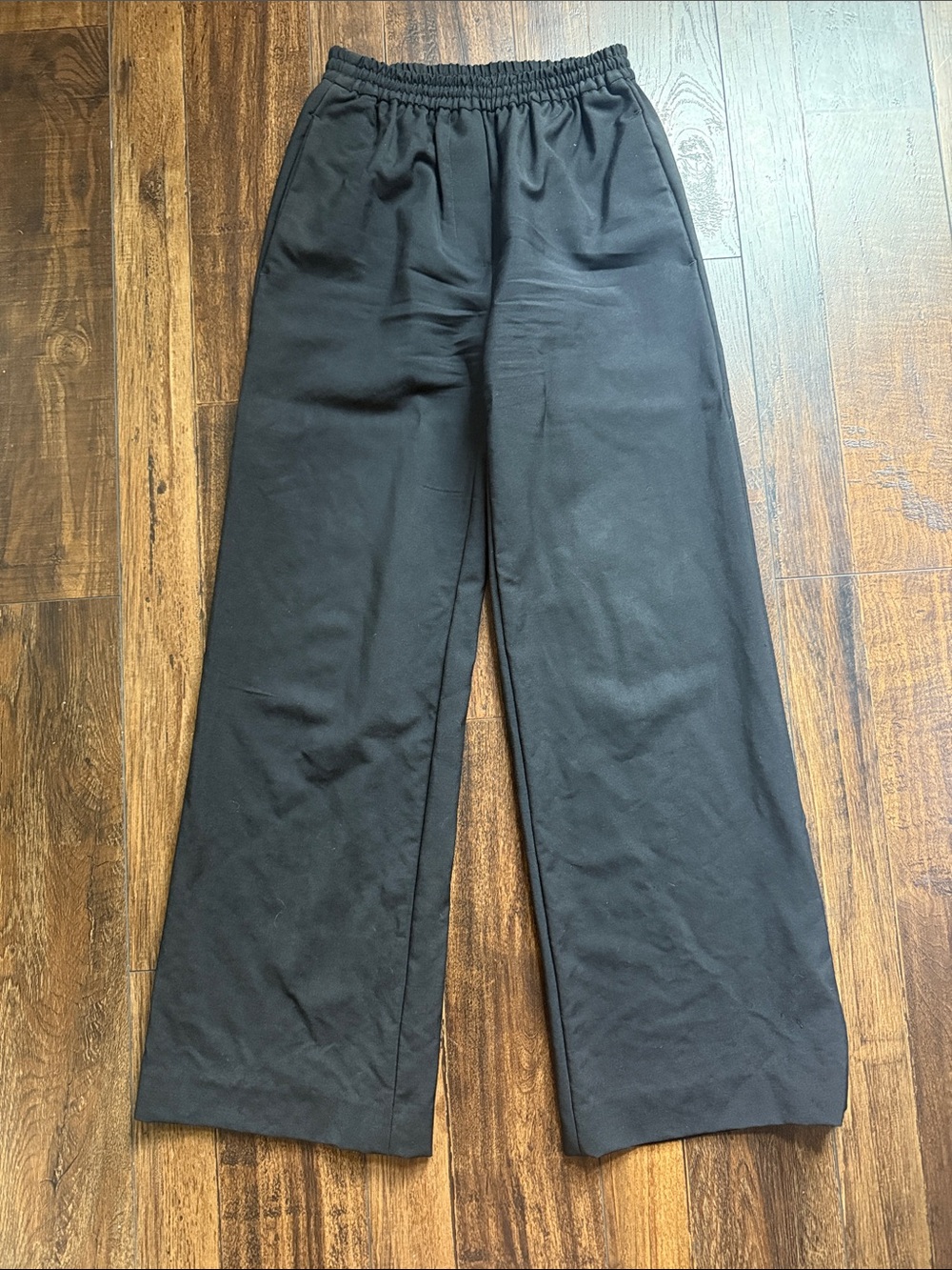 Acne mohair wool Wide-Leg Black Elastic Waist Pants